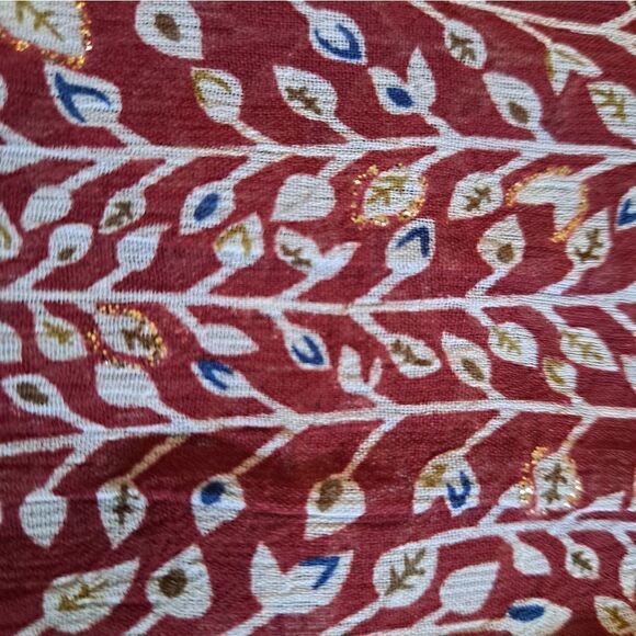 NEW BISHOP + YOUNG women's Thea Ruffle Blouse Lotus Lurex Print Small - Picture 3 of 8